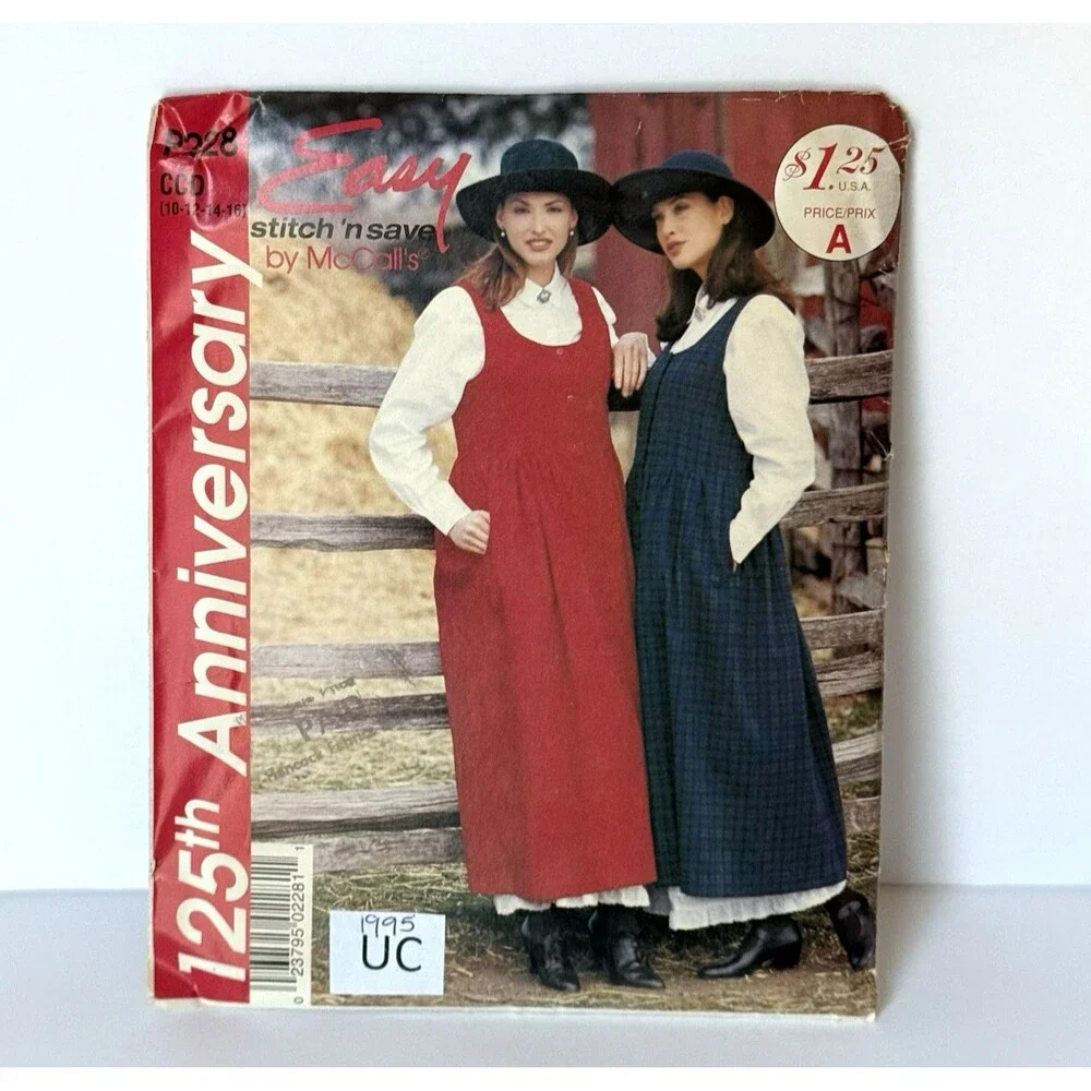 McCall's Women's Sewing Pattern 228 Jumper & Petticoat Cottagecore Sz 10 - 16